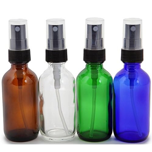 Vivaplex, 12, Assorted Colors, 2 oz Glass Bottles, with Black Fine Mist Sprayers