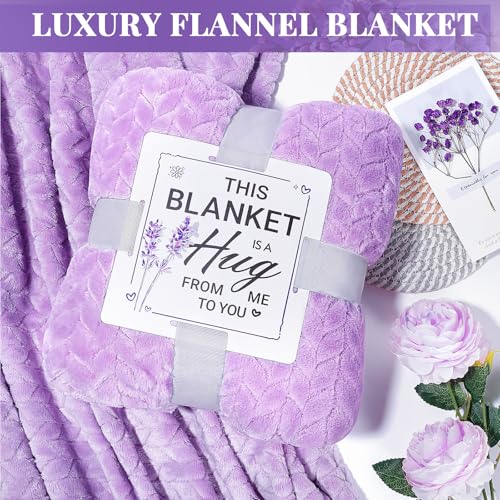Birthday Gift for Women, Self Care Get Well Soon Gifts, Lavender Relaxing Spa Basket Care Package w/ Flannel Blanket 40 oz Tumbler, Unique Valentines Gifts for Women Mom Her Friend Sister Wife