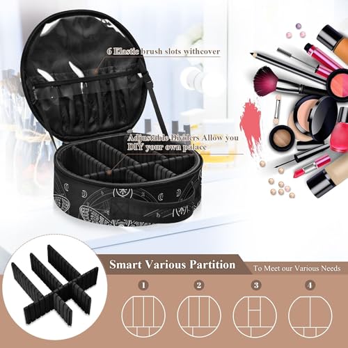 Gothic Skull Makeup Bag for Women Travel Organizer with Adjustable Dividers - Black & Pink Variation 230