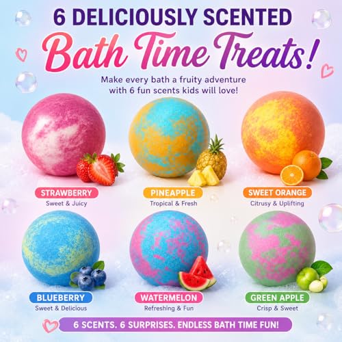 Unicorn Bath Bombs for Kids with Surprise Jewelry - 6 Pack, Organic & Scented