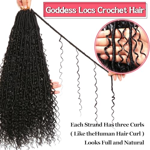 Goddess Locs Crochet Hair 24 Inch - Soft Boho Faux Locs for Black Women, 8 Packs (1B#)