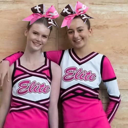 Large Pink Breast Cancer Awareness Cheer Bows - 8 Pack