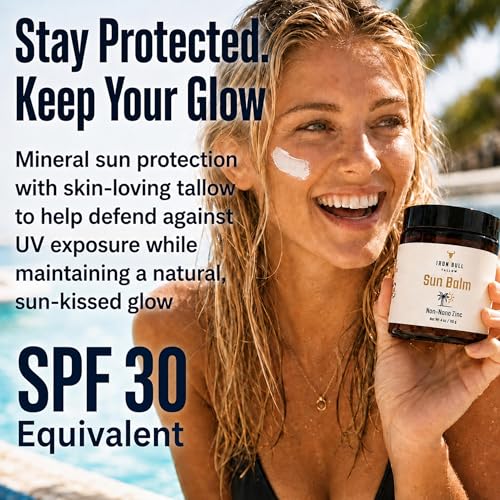 Mineral Sunscreen Balm with Zinc Oxide & Tallow - Reef-Safe, SPF 20, 4 oz