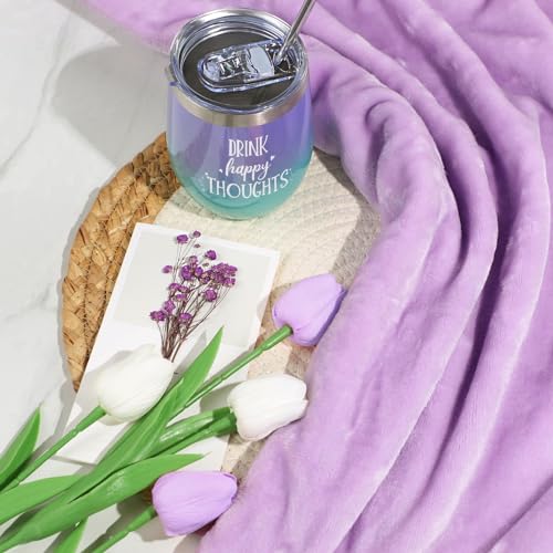 Lavender Spa Gift Basket for Women with Purple Flannel Blanket - Relaxing Care Set