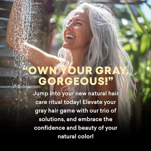 Gray Hair Kit with Shampoo Conditioner Vinegar Rinse Natural Brightening