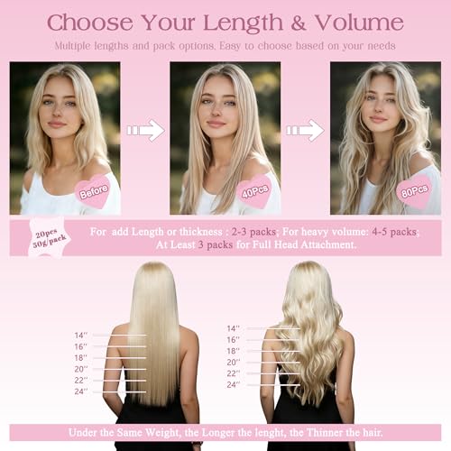 Tape in Hair Extensions 14 Inch Brown Highlighted P4/27 - Natural Human Hair, Seamless & Easy to Install