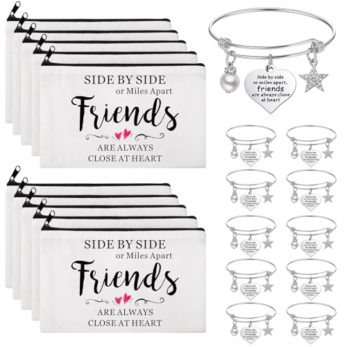 Abbylike 20 Pieces Friends Group Gifts Bulk for Women Friendship Bracelets Makeup Bags Friendsgiving Long Distance Present Party Favors for Friend Family Sister Birthday