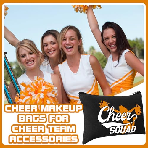 Pinkunn 20 Pcs Cheer Makeup Bags - Orange Canvas Cheerleading Gifts