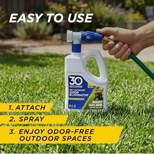 30 Seconds Outdoor Odor Eliminator for Pets 64 Oz Hose Sprayer & Refill - Grass & Turf Safe