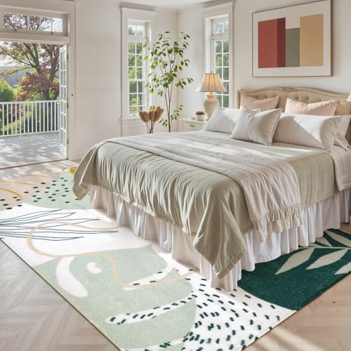 Lahome 8x10 Green Machine Washable Area Rug - Non-Slip Indoor Floor Carpet