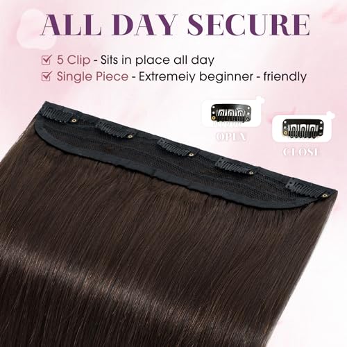 Dark Brown 10-Inch 40g One-Piece Clip-In Human Hair Extensions - Easy Volume & Length
