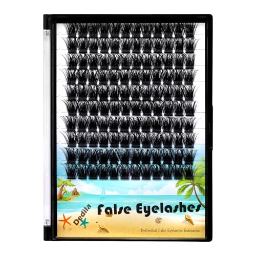 Large Pack 8-20mm to Choose D Curl Cluster Eyelash Extensions D Curl Wide Stem Individual False Eyelashes Dramatic Volume Eye Lashes Set Home DIY Lashes (10mm)