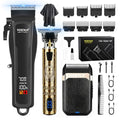 HIENA PRO Professional Cordless Hair Clippers for Men, T-Blade Beard Trimmer & Foil Shaver Set, Barber Clipper Hair Cutting Grooming Kit, Barber kit