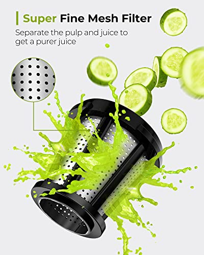 Slow Masticating Juicer Machine with 2-Speed & Quiet Motor - Easy to Clean