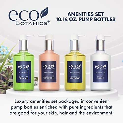 Terra Pure Eco Botanics 4-Bottle Hotel Toiletries Set: Shampoo, Conditioner, Body Lotion & Hand & Body Wash (10.14 fl oz each)