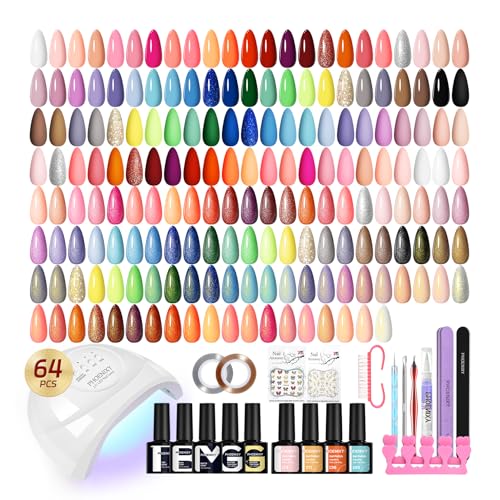Phoenixy Gel Nail Polish Kit with UV LED Lamp, 45 Colors, Top & Base Coats, Manicure Tools, Perfect for Salon & Home