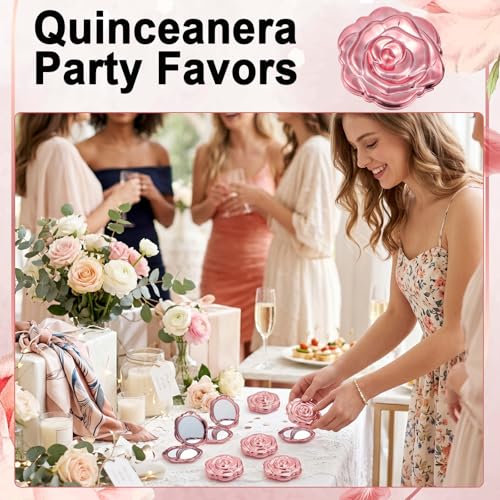 36 Pack Bridal Shower & Quinceanera Guest Gift Sets with Compact Mirrors & Thank You Cards