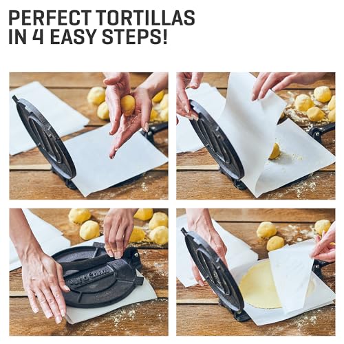 Uno Casa Master Kit 8 Inch Cast Iron Tortilla Press, Comal Pan & Warmer – Variation: 8 inch Master Kit