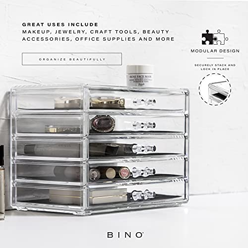 BINO Manhattan Series 5-Drawer Acrylic Makeup Drawer Organizer - Clear Beauty Storage
