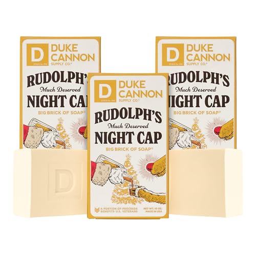 Duke Cannon Supply Co. Big Brick of Soap Bar for Men Holiday Edition - Rudolph's Much Deserved Night Cap (Cinnamon and Antique Wood Scent), 10 oz. (3 Pack)