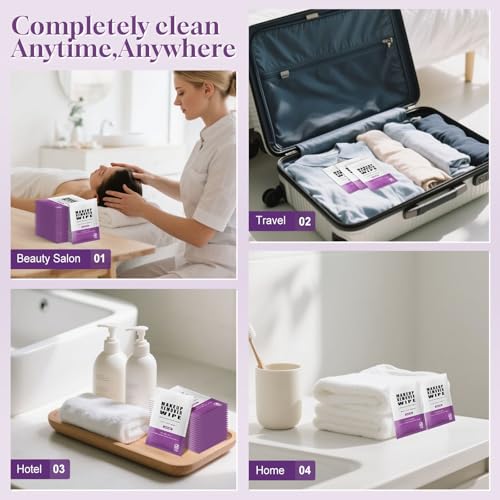 Pack of 100 Makeup Remover Wipes Individually Wrapped,Lavender Scent,Face Cleansing Wipes Bulk, Travel Towelette Makeup Remover Cloth for Face Cleansing Skin Care Remove Makeup