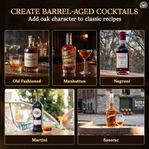 1L Charred American Oak Aging Barrel with Stand, Spigot & Bung for Whisky Bourbon