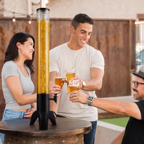 2pcs 100oz Drink Tower Dispenser with Ice Tube & LED Light - Tabletop Beer Server