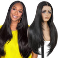 Natural Black Synthetic Lace Front Wigs 26 Inch Pre Plucked HD 13x4 for Women