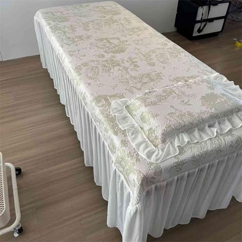 Green Massage Table Skirt with Hole - 75x31.5 Inch Fitted Sheet & Cover