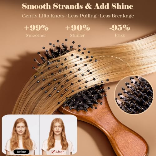 Small Boar Bristle Hair Brush - Handmade British Craftsmanship Travel Mini