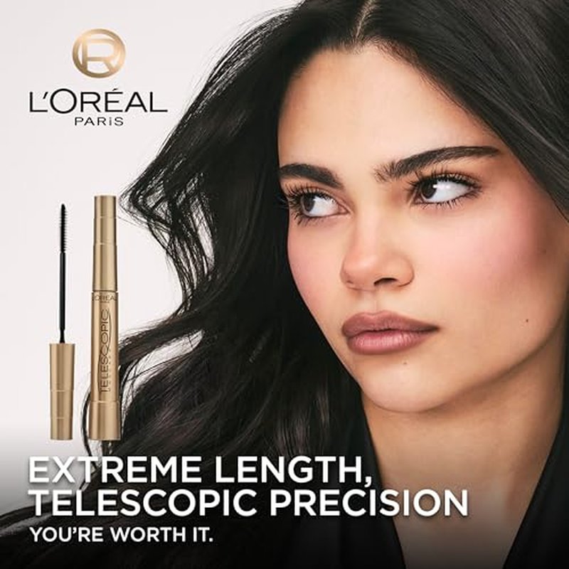 L¡¯Oreal Paris Makeup Original Telescopic Mascara, Separating Mascara Volume and Length Formula, Washable, Black, 0.27 Fl Oz., 1 Count