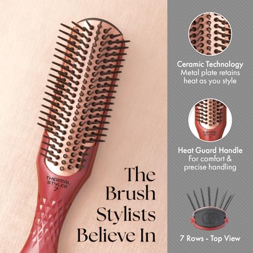 Olivia Garden HeatPro 7 Rows Thermal Round Hair Brush - Not Electrical, Heat Resistant Up to 550°F