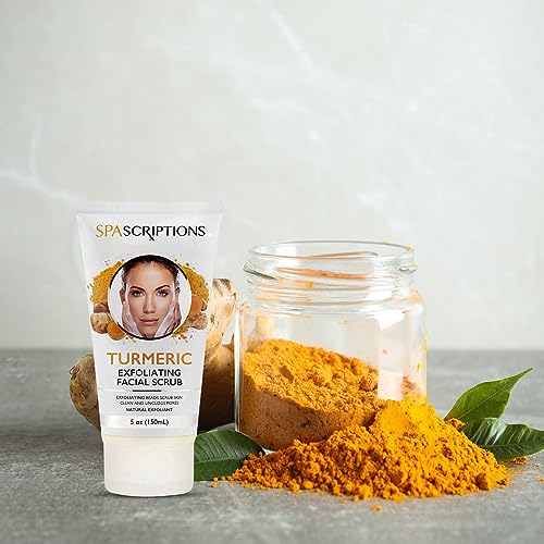 Turmeric Exfoliating Facial Scrub Natural Exfoliant to Cleanse Skin, Facial Wash - 5 Oz. Deep Cleansing and Rejuvenating