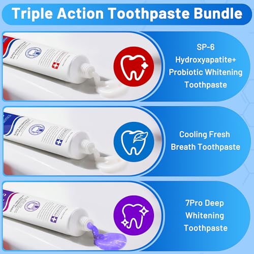 Probiotic Toothpaste Set with Whitening & Fresh Breath - Fluoride-Free, Deep Cleaning, Enamel Safe