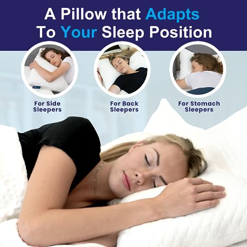 Queen Size Adjustable Memory Foam Bed Pillows Set of 2 - White - Sidney Sleep