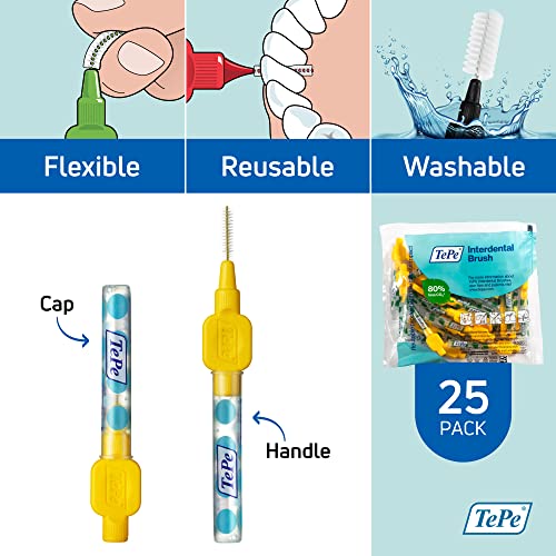 Interdental Brush 0.70mm Yellow for Teeth Gaps - Pack of 25