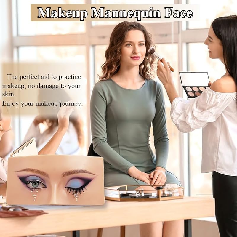 White Makeup Practice Mannequin Face with 3D Reusable Face for Beginners & Artists