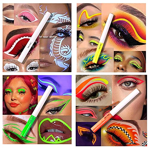 MAEPEOR Matte Liquid Eyeliner Set 8 Colors High-Pigmented Fluorescent Eyeliner Waterproof & Smudgeproof Neon Body Face Paint Makeup for Daily Wear and Halloween Christmas (Neon, Set 0802)
