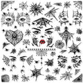 Konsait 65PCS Halloween Spider Face Tattoos Spider Web Spider Net Temporary Tattoos - Face Shoulder Arm Back Tattoos Stickers-Halloween Costume Apparel Cosplay Accessories Party Favor Supplies
