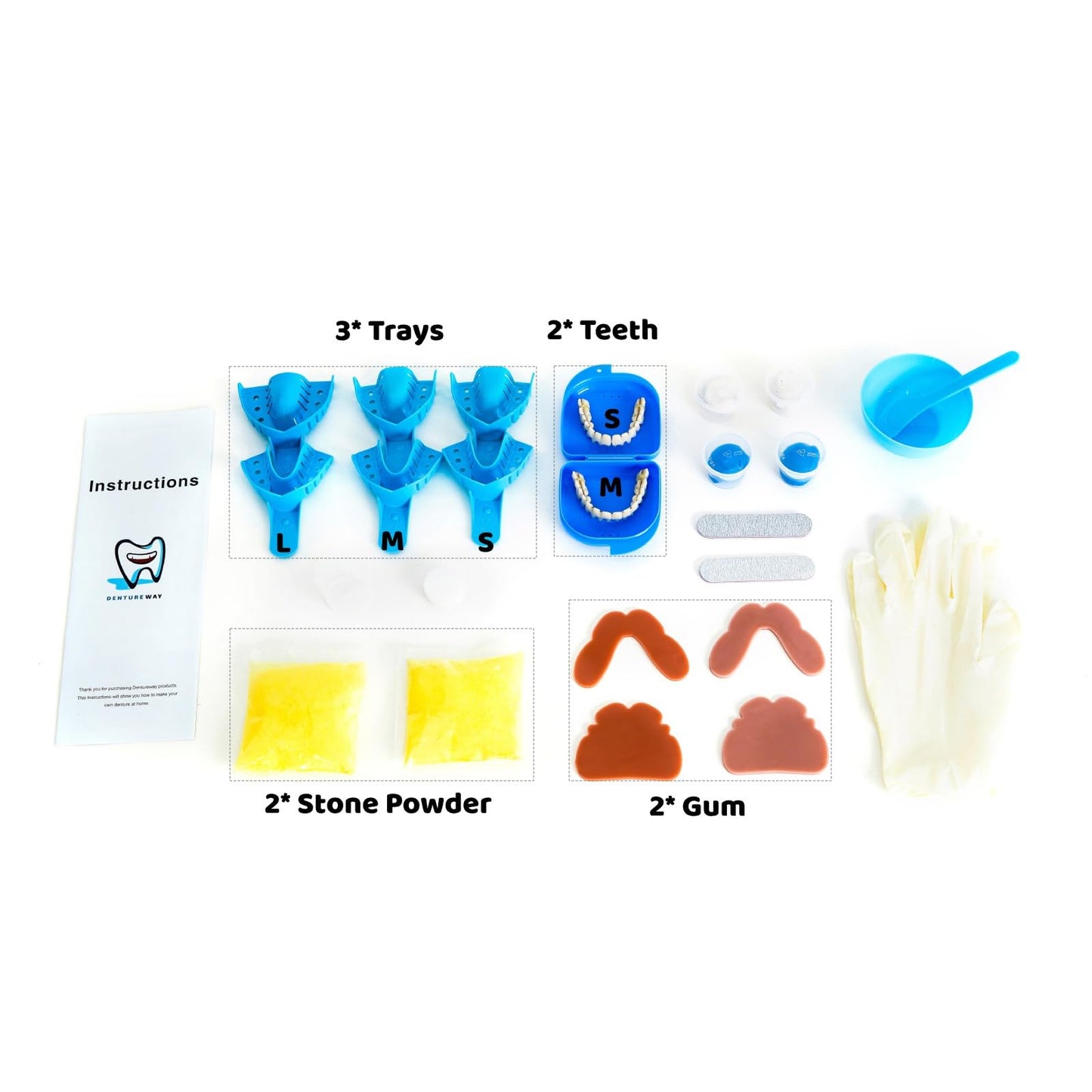 DENTUREWAY DIY Denture Kit with Impression(2 Sets of False Teeth),Do-It-Yourself Denture Solution,DIY Partial Denture kit, DIY Denture (Nature)