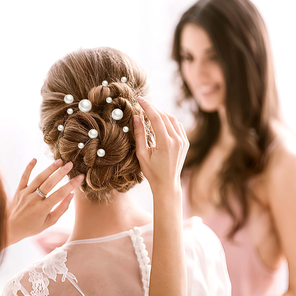 Dayofun 18 Pieces Wedding Pearl Hair Pins, U Pearl Shaped Hair Accessories for Brides Bridesmaids Women, Gold