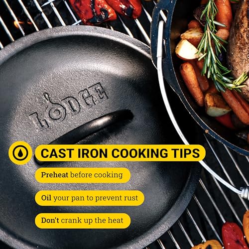9 Quart Pre-Seasoned Cast Iron Dutch Oven with Bail Handle - Versatile Camping & Kitchen Cookware