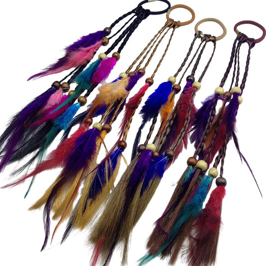 Feather Hair Clips,Zcargel 4PCS Hippie Hair Extensions with Feather Clip Comb Set Hair Extensions Boho Headpiece for Women and Girls