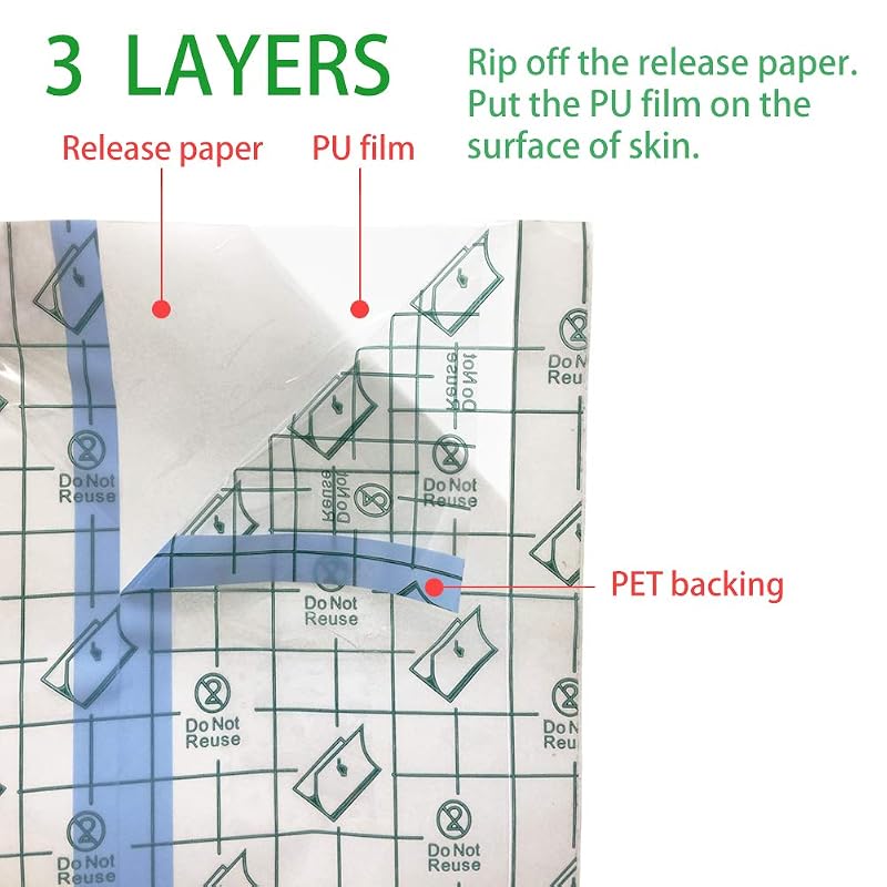 Tattoo Aftercare Bandage Roll 8" x 288" Waterproof Film - Transparent 3-Layer, Easy Cut