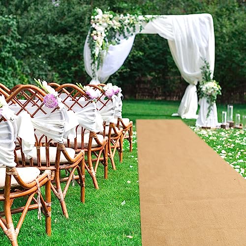 40 Inch x 50 Ft Rustic Burlap Wedding Aisle Runner - Elegant Style, Natural Jute, Outdoor Indoor Ceremony, Reusable