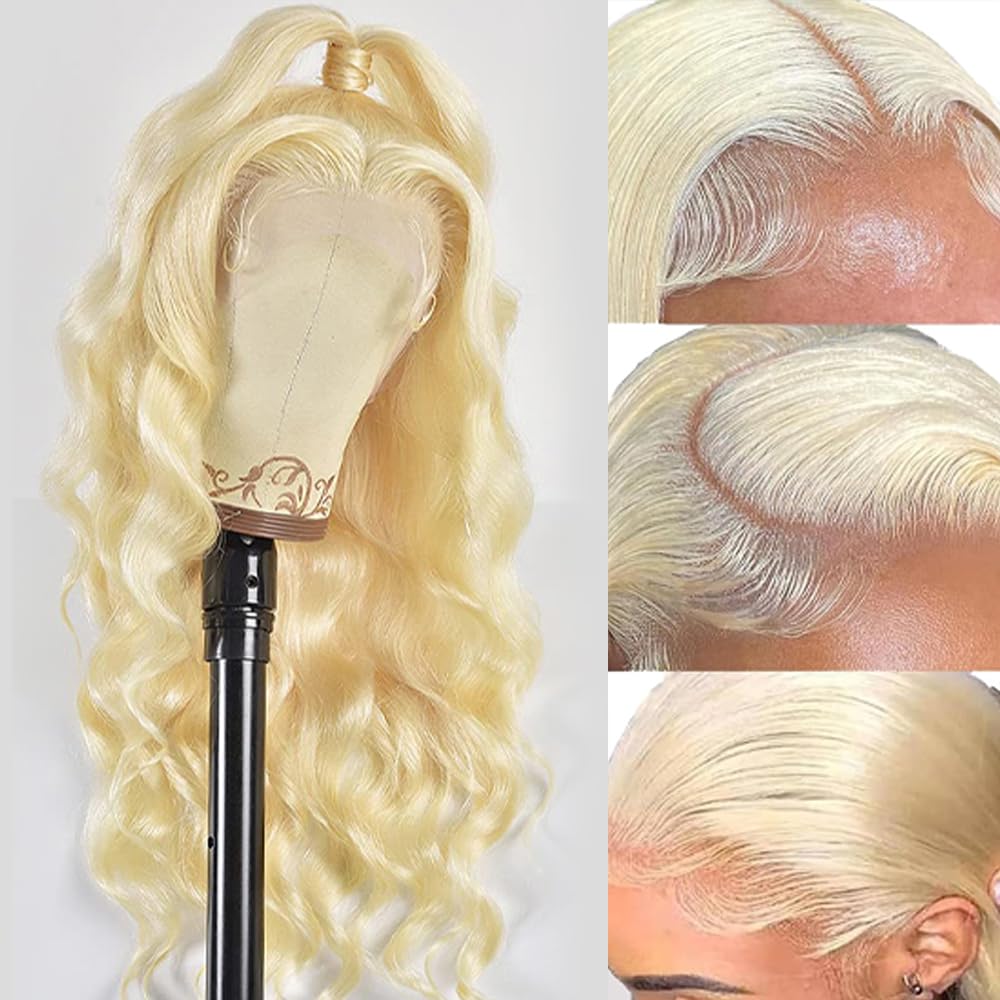 SEMANK 613 13x6 Lace Front Wig Human Hair 26 Inch Blonde Wig Human Hair 200% Density Body Wave Lace Front Wigs Pre Plucked 613 Lace Front Wig Blonde HD Lace Frontal Wig
