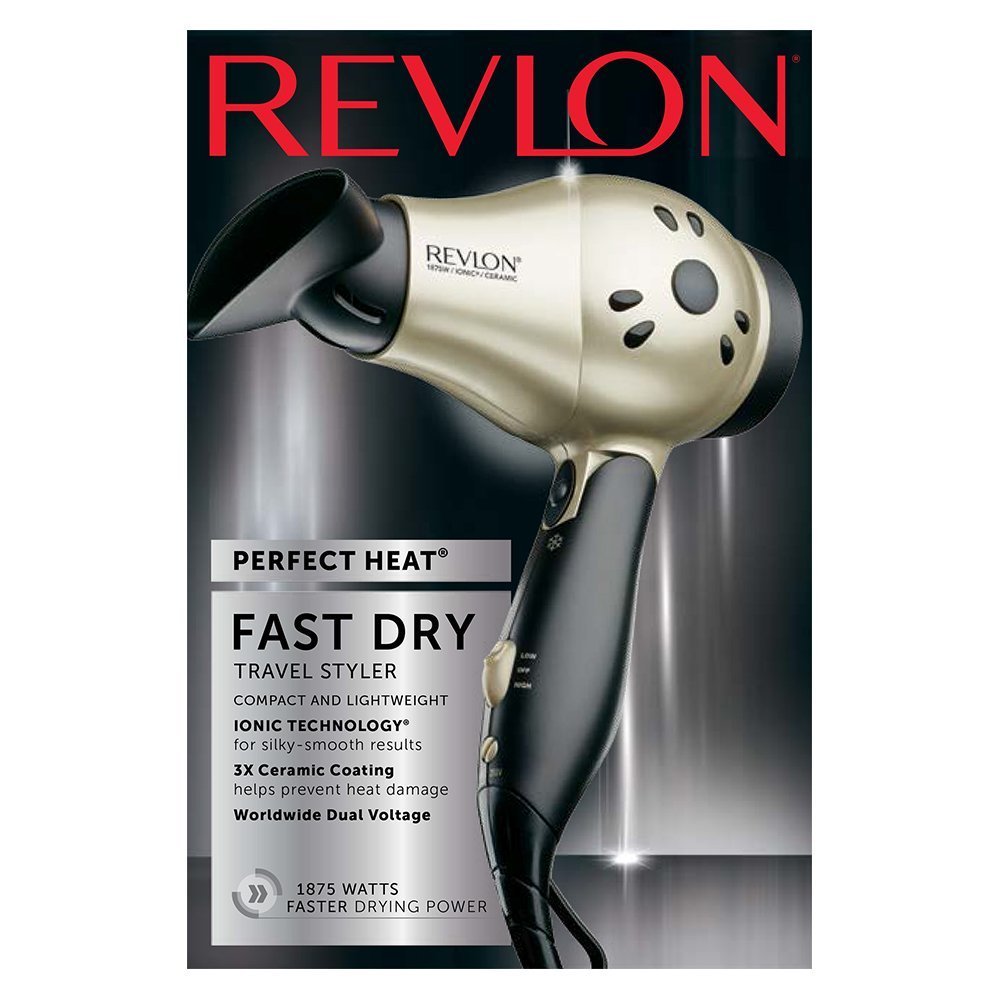 REVLON 1875W Compact Folding Handle Hair Dryer | Great for Travel