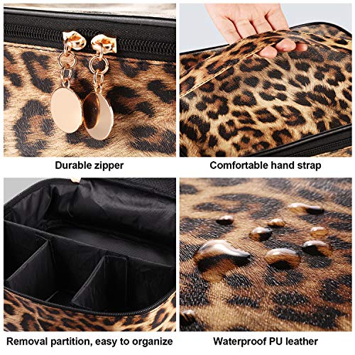 Leopard Print Makeup Bags Set - Waterproof Cosmetic & Toiletry Organizer