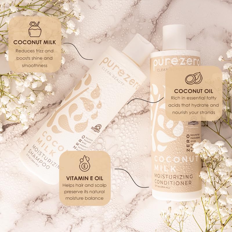 12 Fl Oz Coconut Milk Shampoo & Conditioner Set - Vegan, Sulfate-Free, Hydrating