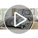 Yiran Floral Comforter Set California King Size 7 Pieces Grey Bed in a Bag - Variation: Grey / California King 104x96